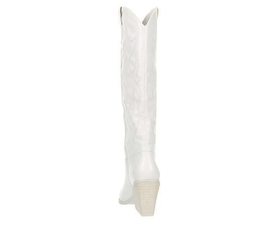 madden girl Arizona Womens Knee-High Western Boots Ivory Product Image