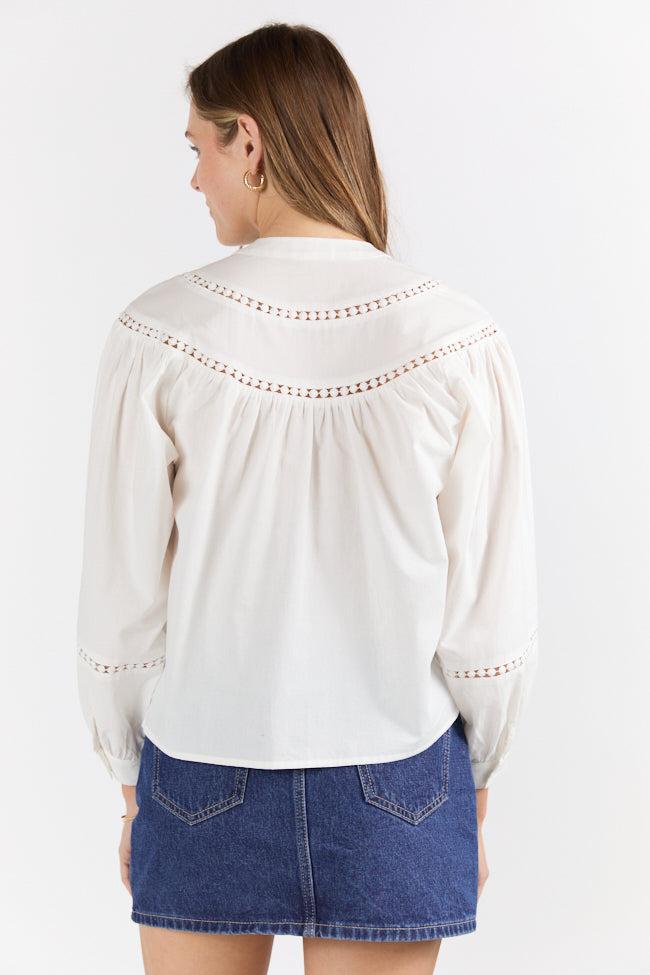 Memorable Moments Ivory Ladder Detail Long Sleeve Woven Blouse FINAL SALE Product Image