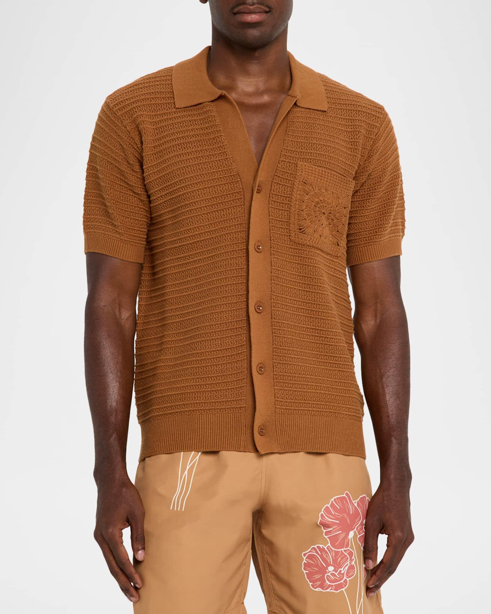 Men's Cesar Crochet Stripe Short-Sleeve Shirt Product Image