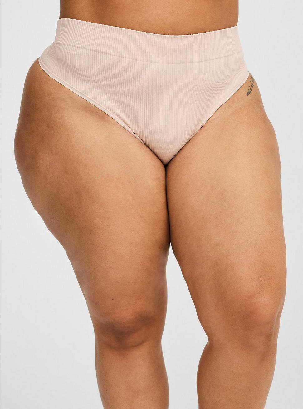 Seamless Ribbed High-Rise Thong Panty Product Image
