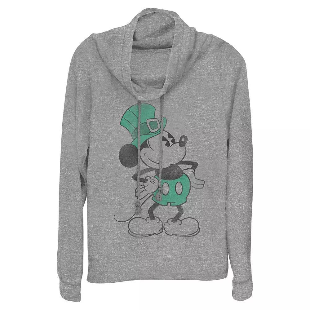 Disney's Mickey Mouse St. Patrick's Day Vintage Fashion Women's Cowlneck Graphic Lightweight Long Sleeve, Size: Small, Gray Grey Product Image