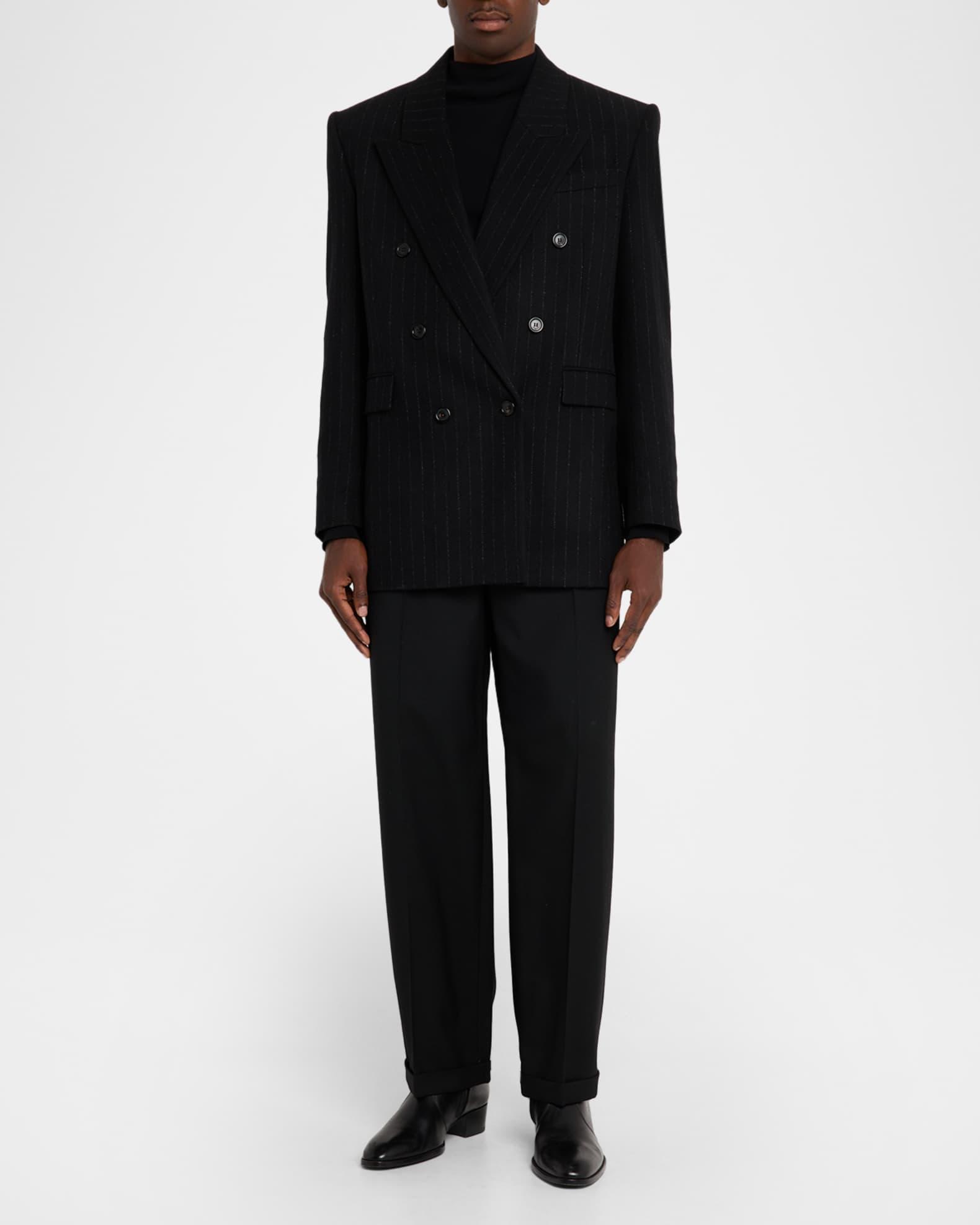 Men's Pinstripe Double-Breasted Peak Lapel Sport Coat Product Image