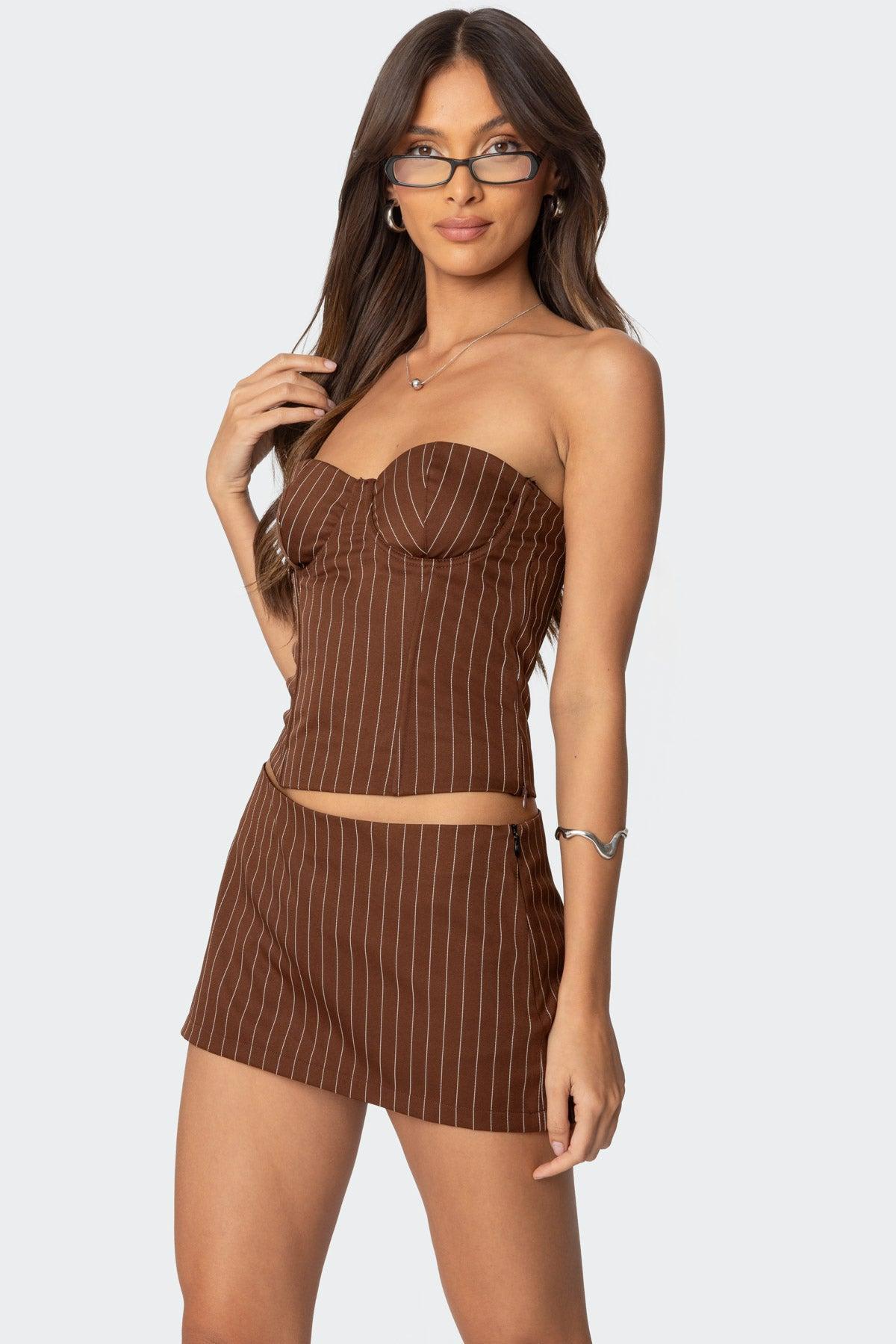 Jennifer Lace Up Pinstripe Corset Product Image