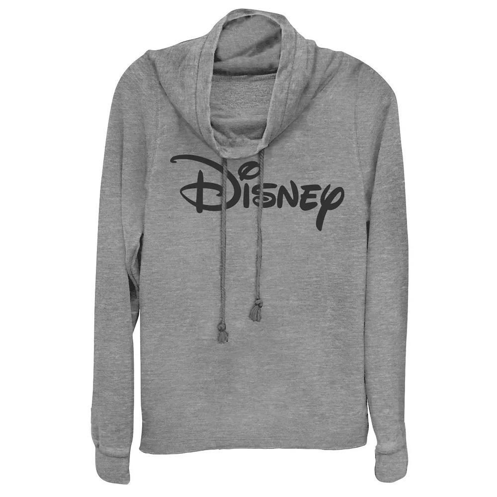 Disney Juniors' Logo Cowlneck Graphic Lightweight Long Sleeve, Girl's, Size: XS, Gray Grey Product Image