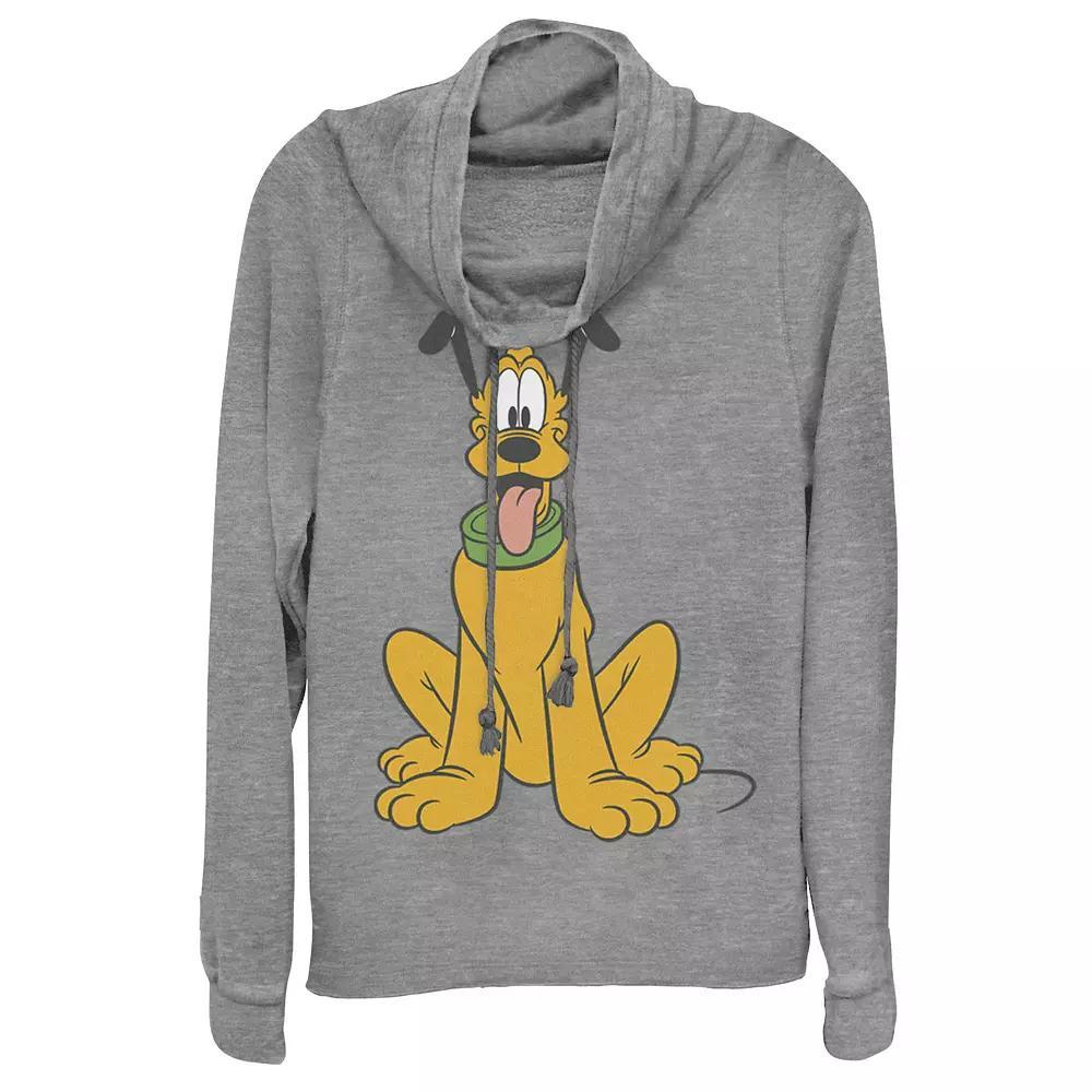 Disney's Mickey Mouse Juniors' Pluto The Dog Cowlneck Graphic Lightweight Long Sleeve, Girl's, Size: XL, Gray Grey Product Image