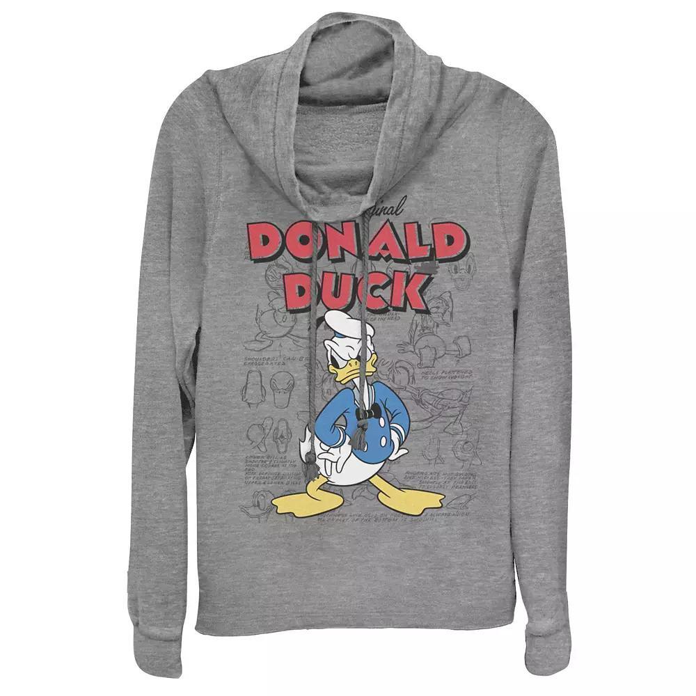 Disney's Donald Duck Juniors' Original Cowlneck Graphic Lightweight Long Sleeve, Girl's, Size: XXL, Gray Grey Product Image