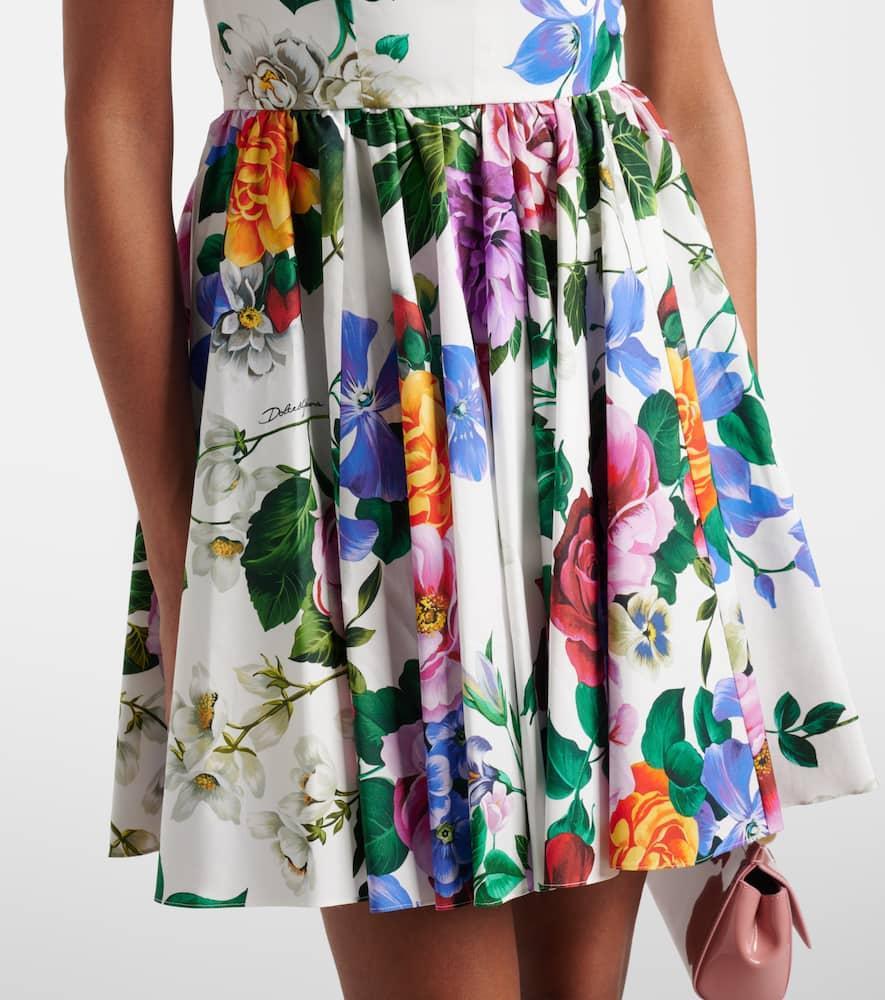 DOLCE & GABBANA Multicolor Sleelevelss Mini Dress With Square Neckline And All-over Floral Motif Product Image