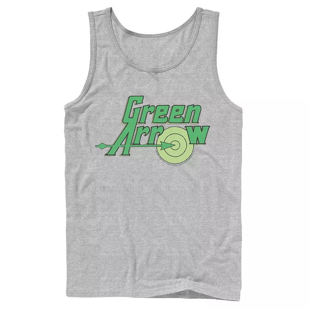 Men's DC Comics The Green Arrow Vintage Text Poster Tank Top, Size: Large, White Product Image