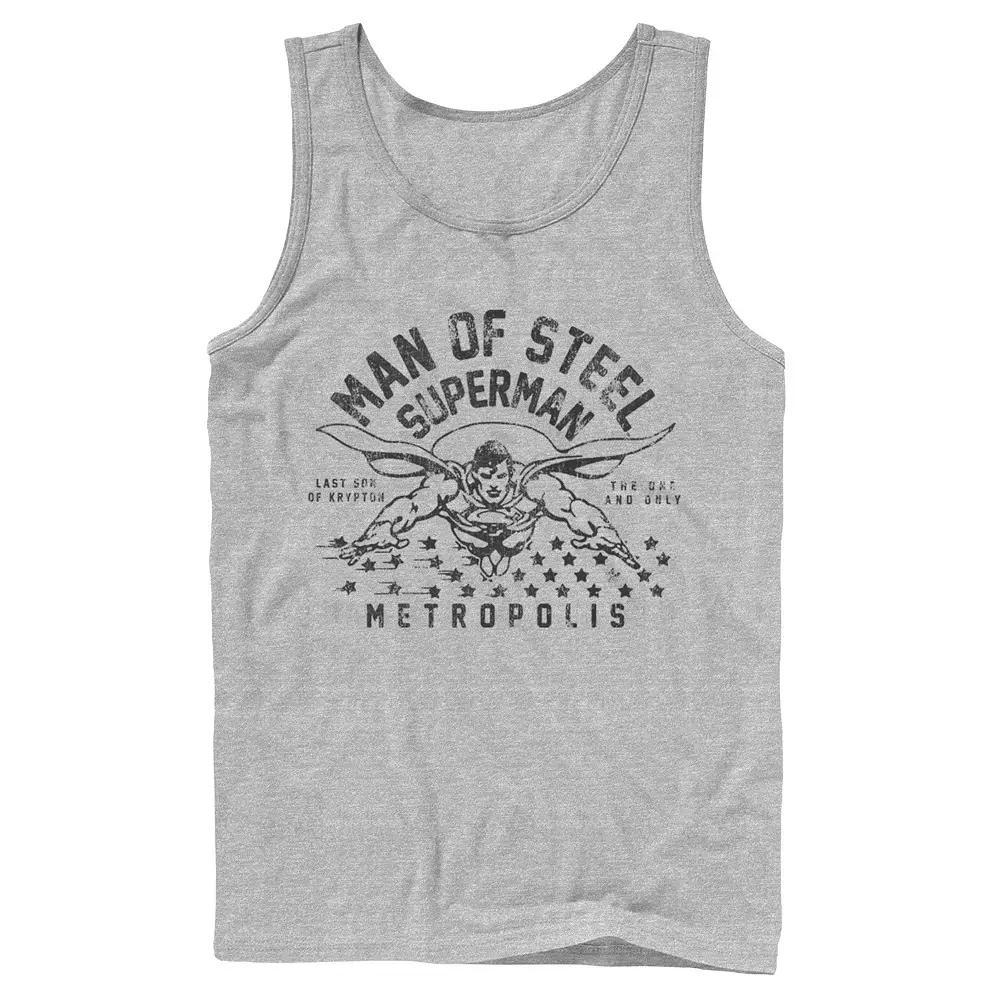 Men's DC Comics Superman Man Of Steel Line Art Portrait Tank Top, Size: Large, Athletic Grey Product Image