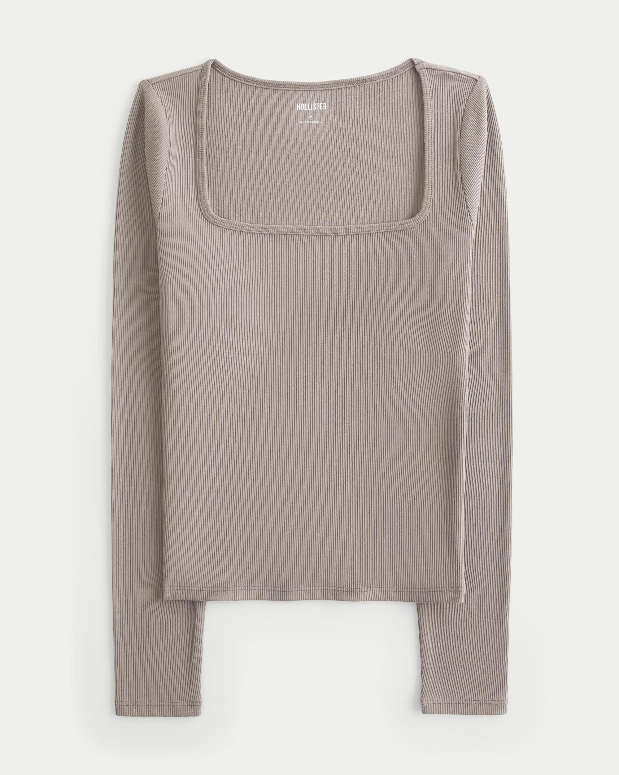 Ribbed Seamless Fabric Square-Neck Top Product Image