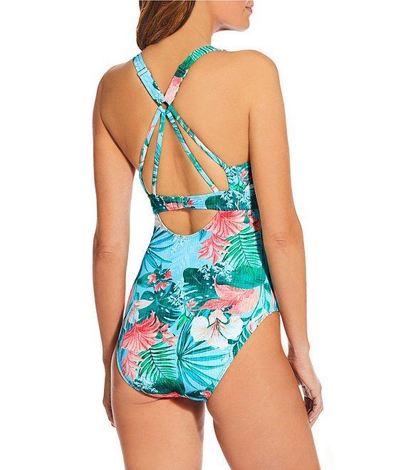 Athena Next by Athena Tropical Print V-Neck D-Cup Bra One Piece Swimsuit Product Image
