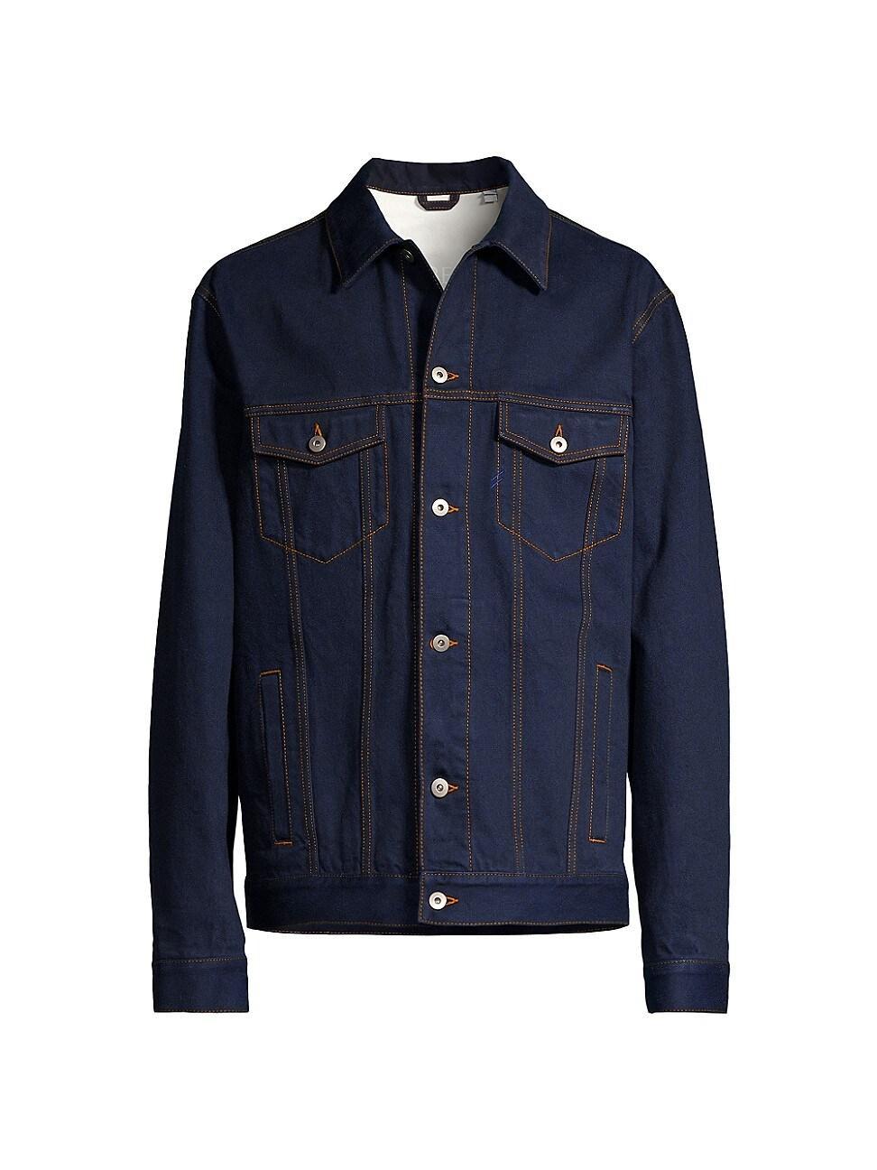 Mens Raw Denim Trucker Jacket with Rose Cuffs Product Image