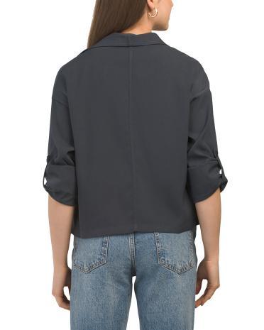 Twill Drape Front Short Jacket for Women | Polyester/Spandex Product Image