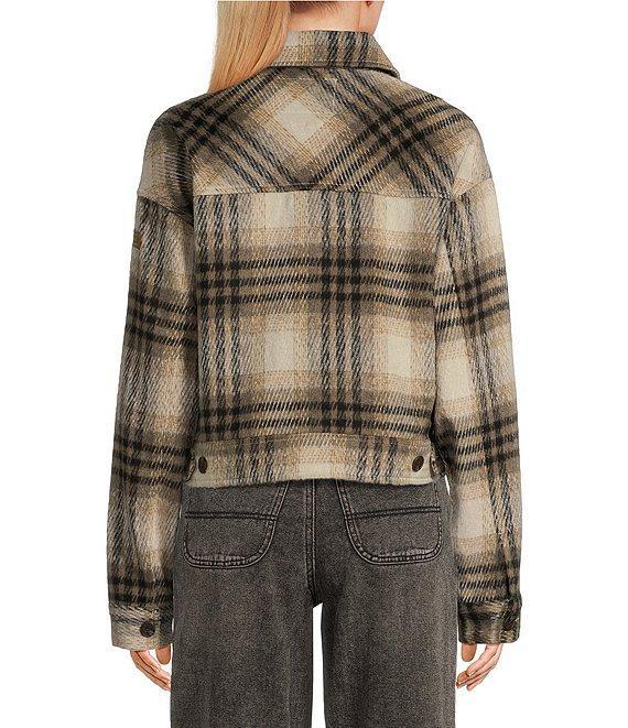 Roxy Long Sleeve Township Dark Plaid Wool Blend Cropped Shacket Product Image