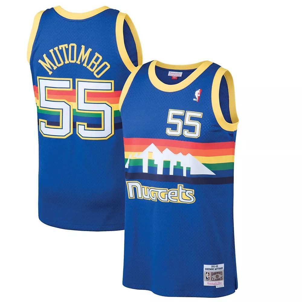 Men's Mitchell & Ness Dikembe Mutombo Blue Denver Nuggets Hardwood Classics Swingman Jersey, Size: Small, Nug Blue Product Image