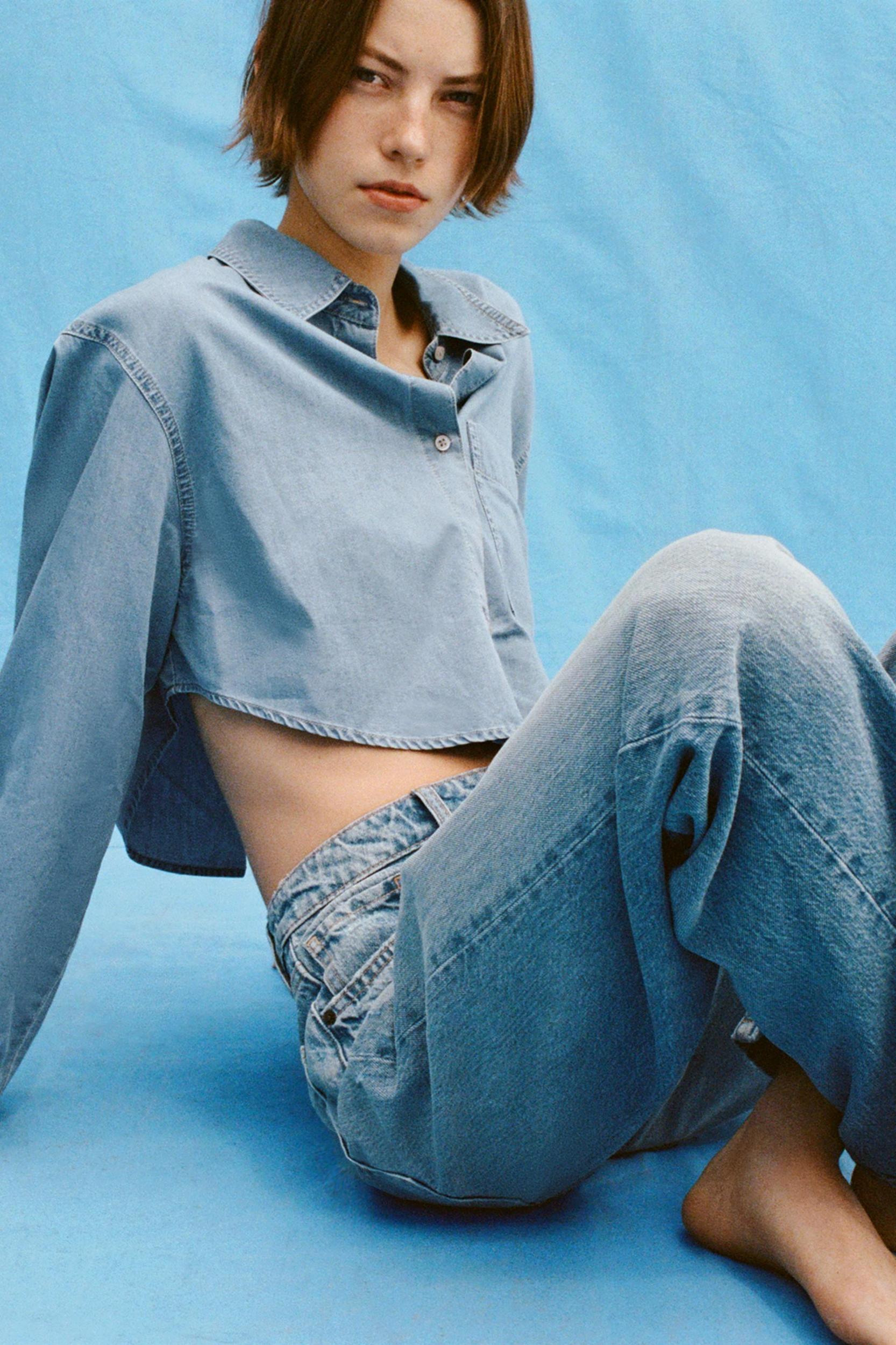 TRF CROP DENIM SHIRT Product Image
