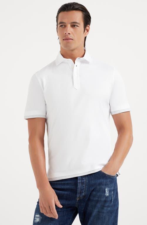 BRUNELLO CUCINELLI White Short-sleeved Polo Shirt In Blanc Product Image