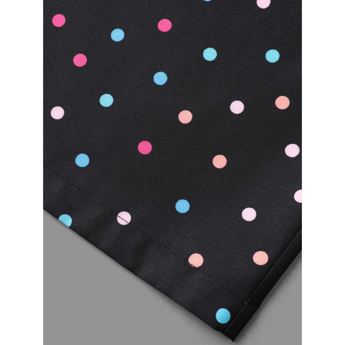 Plus Size Colored Polka Dot Wide Leg Pants Women Black Workwear Essentials Loose Mid Rise Work Pants BloomChic 10/M Product Image