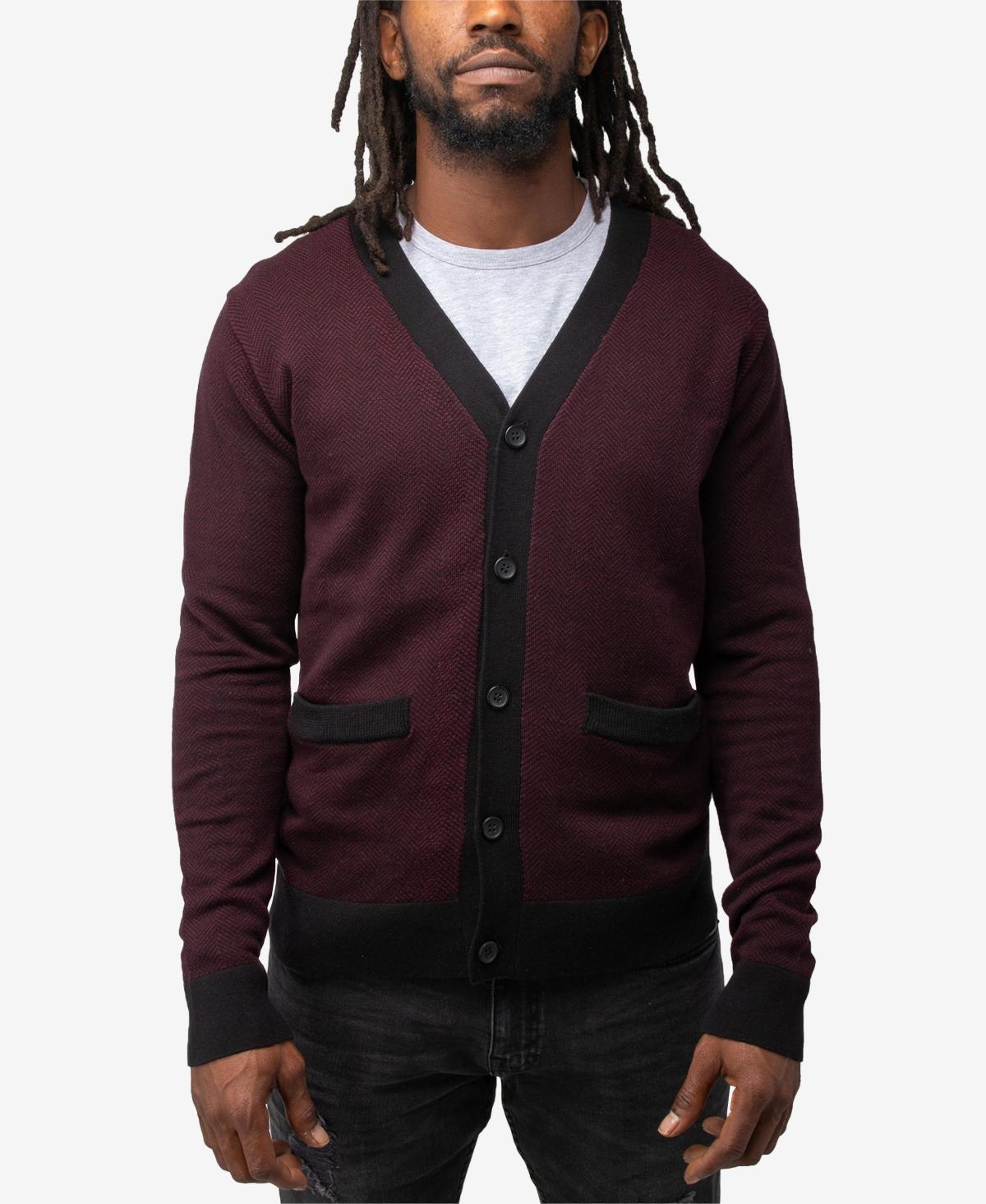 Men's Xray Herringbone Cardigan Sweater, Size: Large, Blue Product Image
