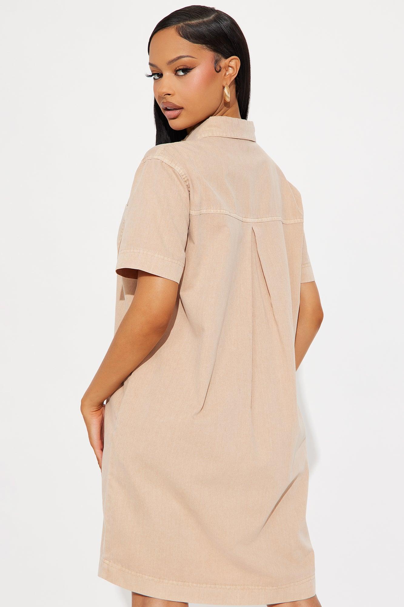 Oceanside Linen Vacation Mini Dress - Mocha Product Image