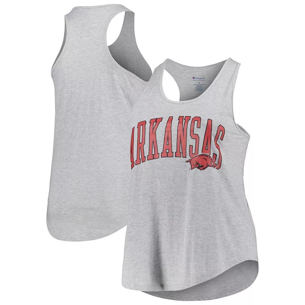 Women's Profile Heather Gray Arkansas Razorbacks Arch Logo Racerback Scoop Neck Tank Top, Size: 4XL, Grey Product Image
