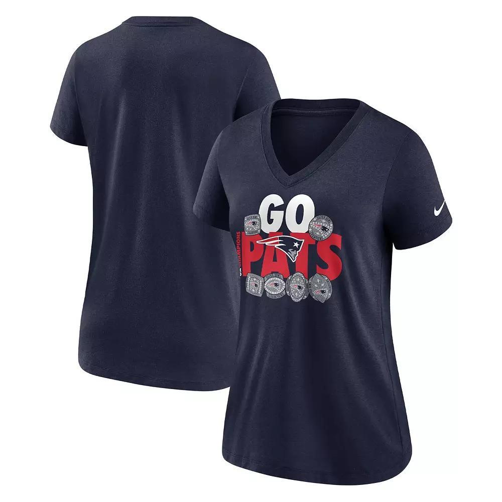 Women's Nike Navy New England Patriots Hometown Collection Tri-Blend V-Neck T-Shirt, Size: XL, Blue Product Image