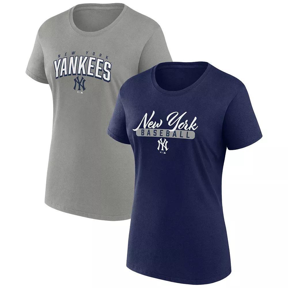 Women's Profile Navy/Gray New York Yankees Plus Size 2-Pack Scoop Neck T-Shirt Set, Size: 3XL, Blue Product Image