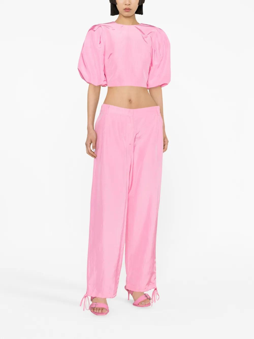 MSGM Drawstrings Parachute Trousers In Pink Product Image