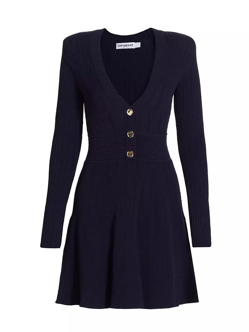 Navy Pointelle-Knit Minidress Product Image