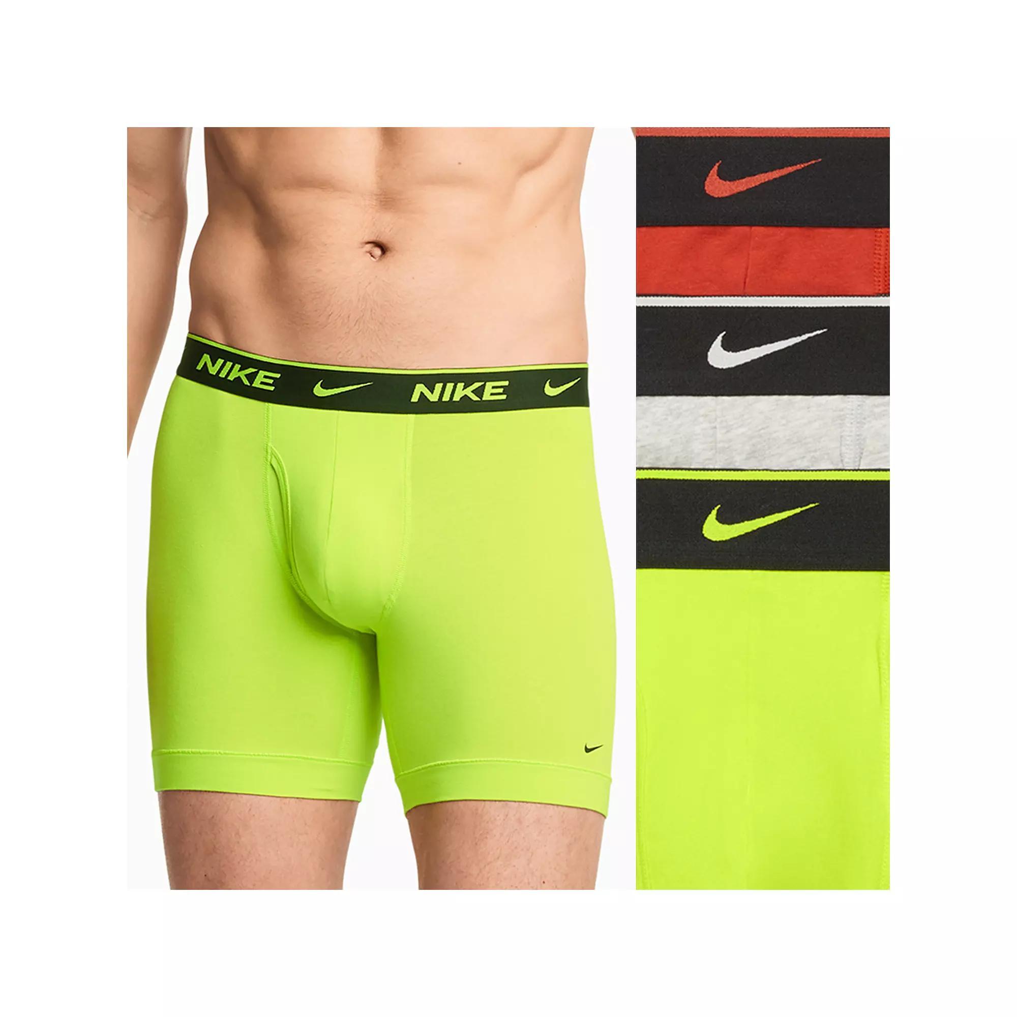Mens Nike 3-Pack Dri-FIT Essential Cotton Stretch 6 Boxer Briefs Green Product Image