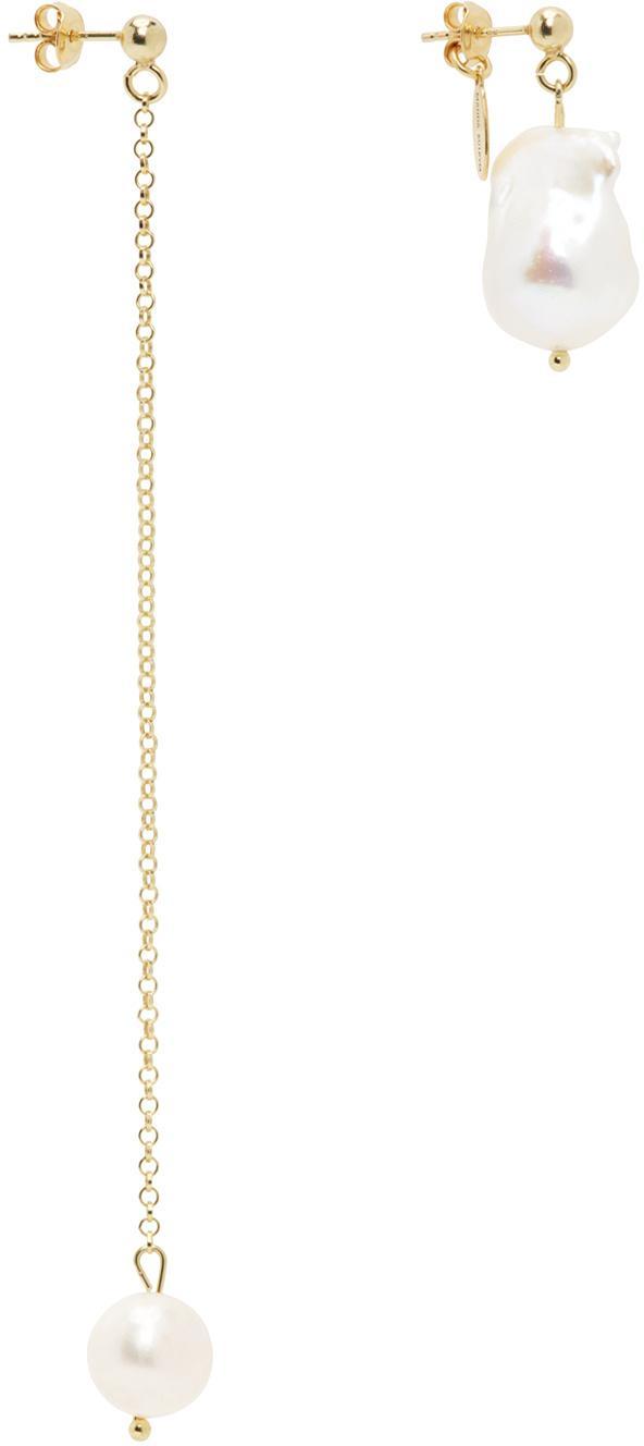 MAGDA BUTRYM Asymmetrical Pendant Earrings In White Product Image