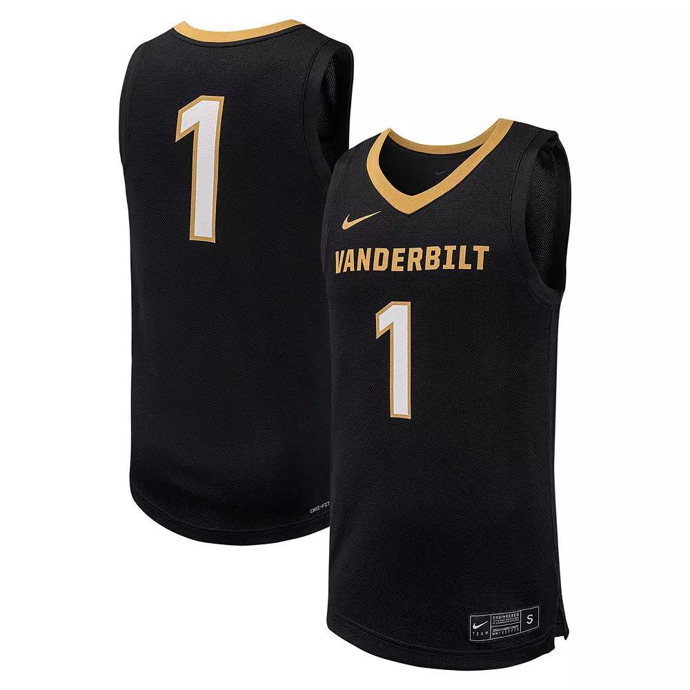 Men's Nike #1 Black Vanderbilt Commodores Replica Basketball Jersey, Size: Medium Product Image