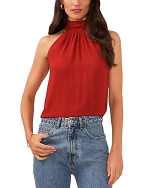 1.state Womens Sleeveless Gathered Halter Tie Back Blouse Product Image