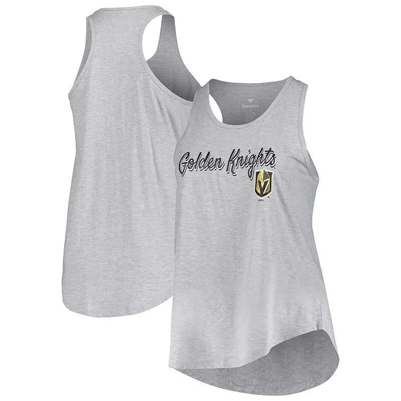 Women's Fanatics Branded Heather Gray Vegas Golden Knights Plus Size Racerback Tank Top, Size: 3XL, Lvk Grey Product Image