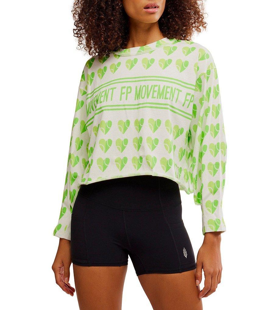 FP Movement Inspire Printed Crew Neck Long Sleeve Boxy Layer Logo Top Product Image