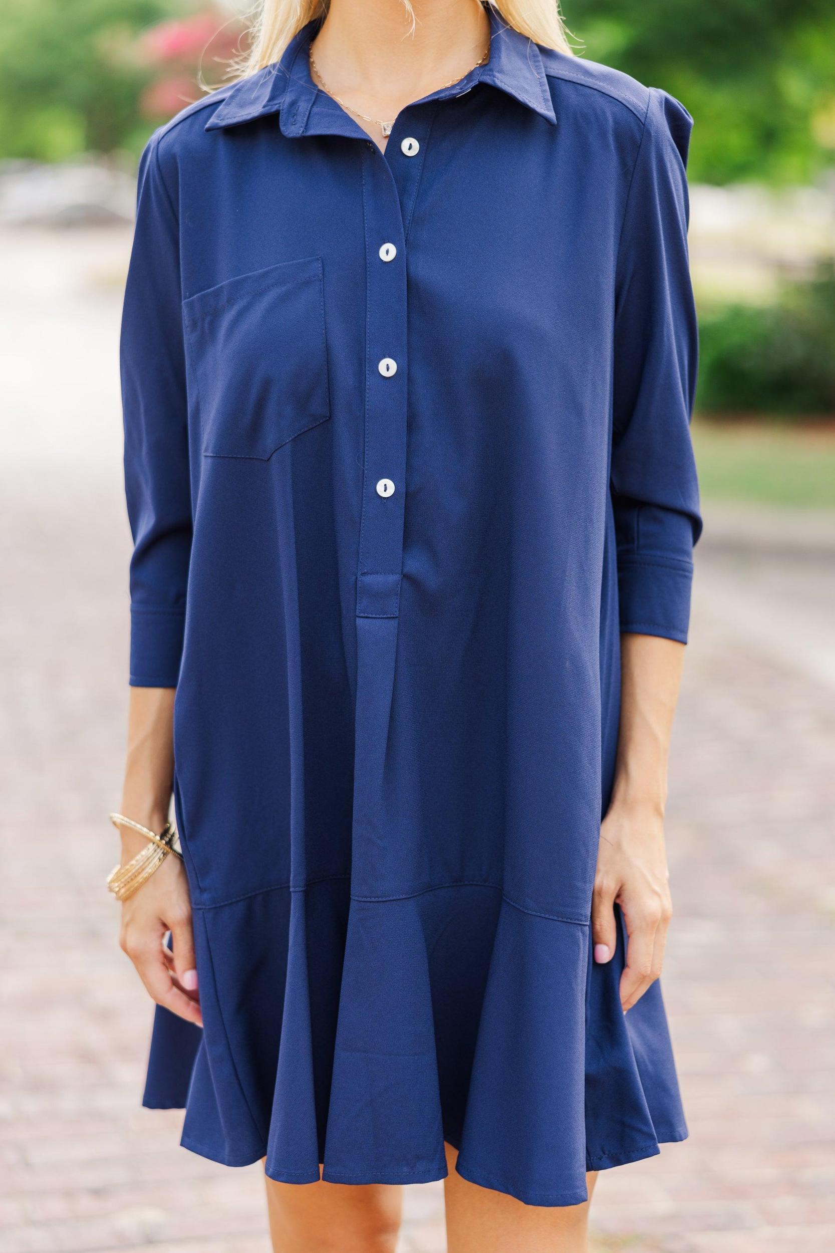 Share Your Story Navy Blue Shirt Dress Female Product Image