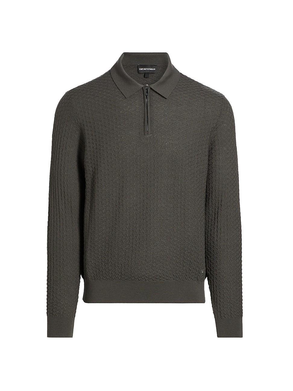 Mens Textured Quarter-Zip Polo Sweater Product Image