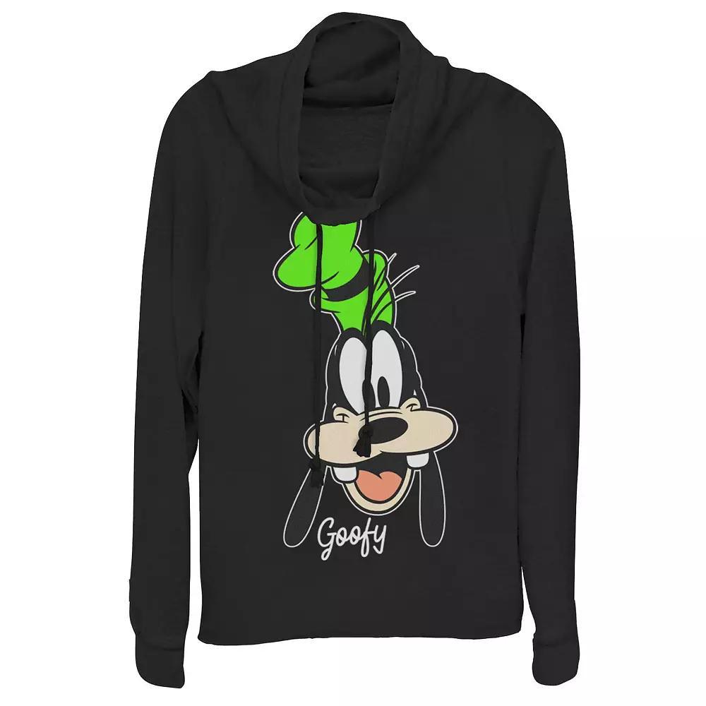 Disney's Goofy Juniors' Smiling Portrait Cowlneck Graphic Lightweight Long Sleeve, Girl's, Size: XL, Black Product Image