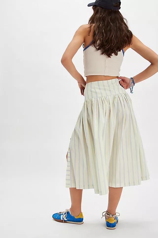 The Tiny Big Sister Striped Buttoned Midi Skirt Product Image