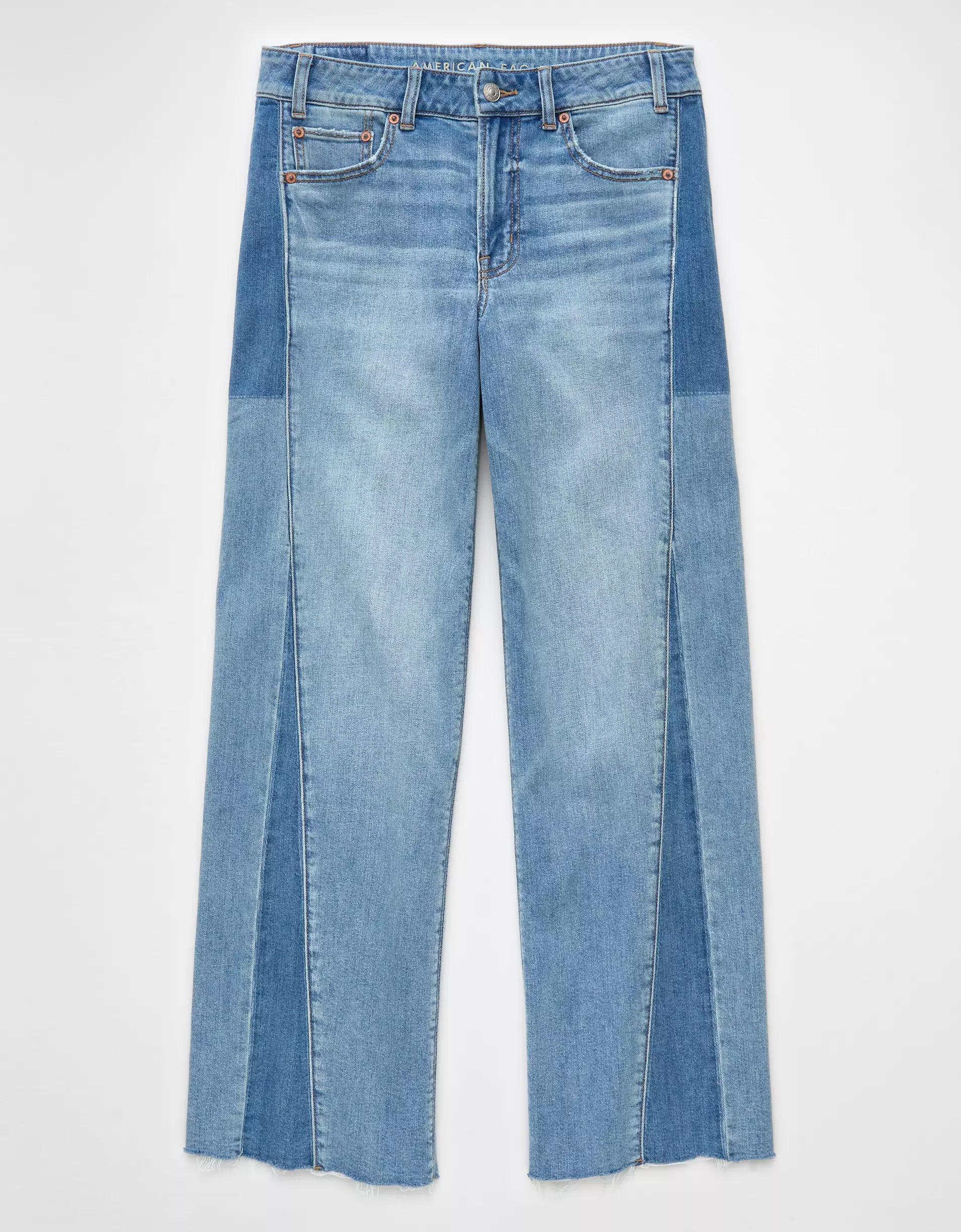 AE Dreamy Drape Stretch Patchwork Low-Rise Baggy Wide-Leg Jean Product Image