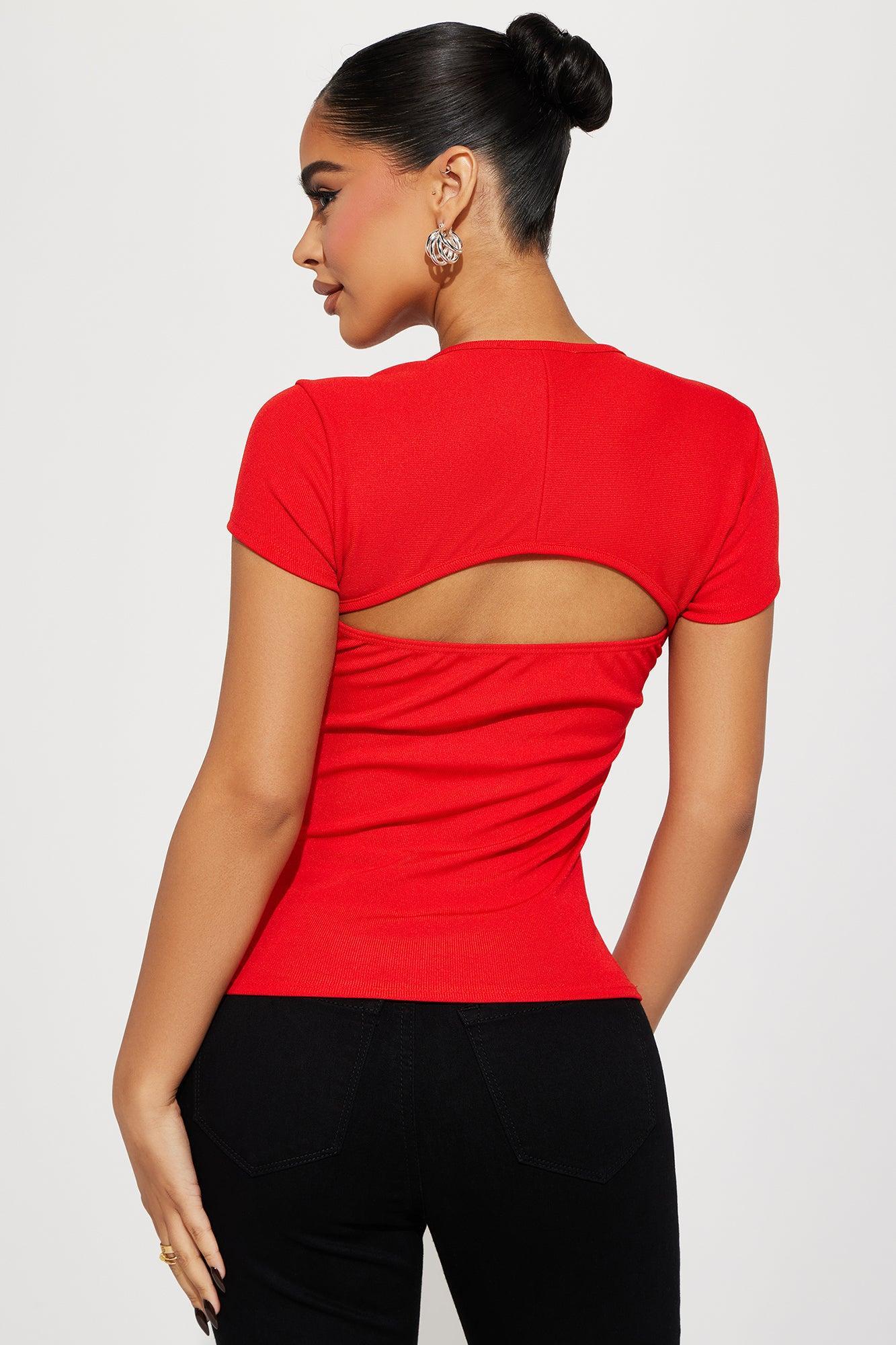 Haley Ribbed Top - Red Product Image