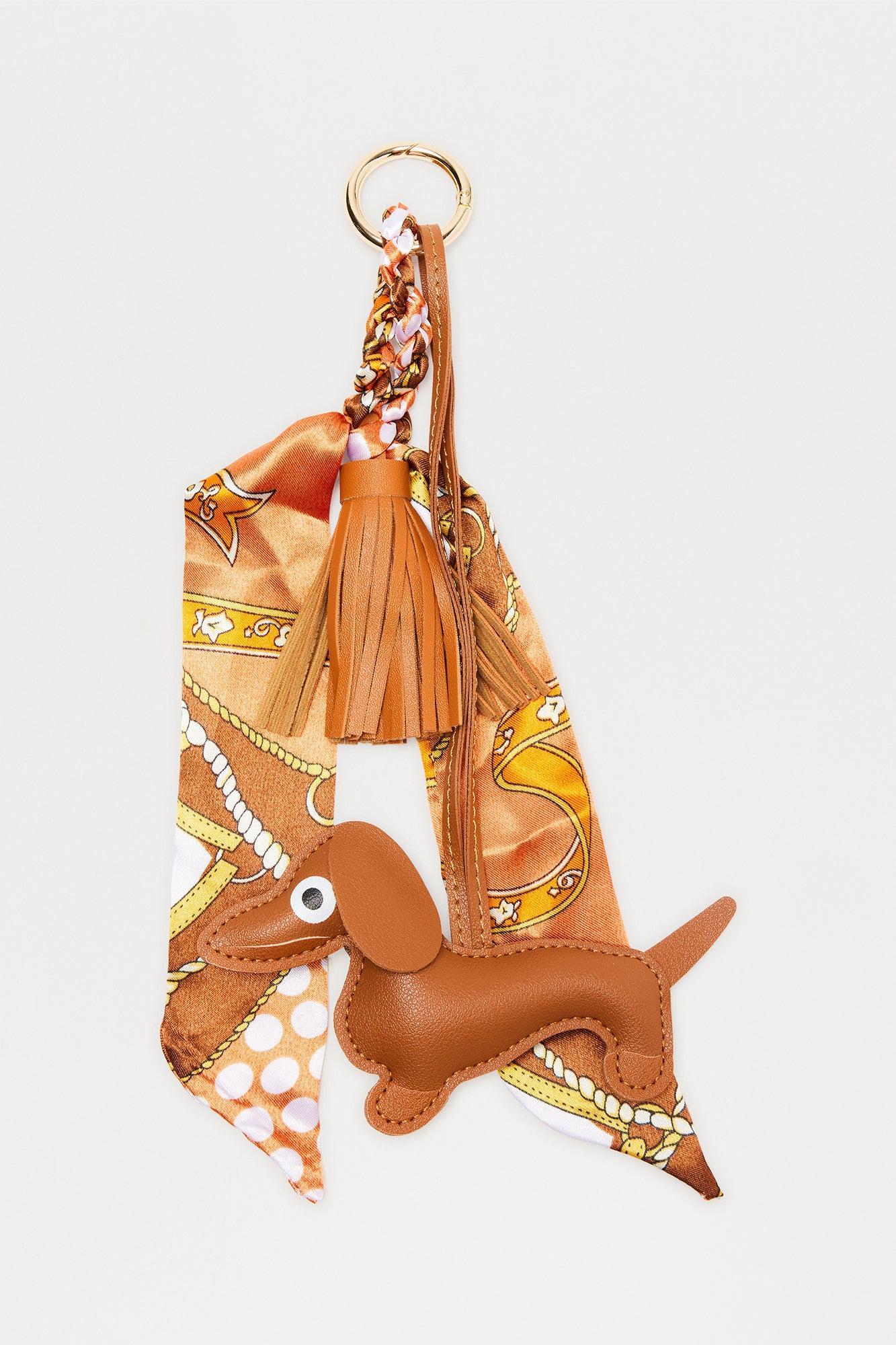 Weenie Dog Faux Leather Animal Handbag Charm - Brown/combo Female Product Image