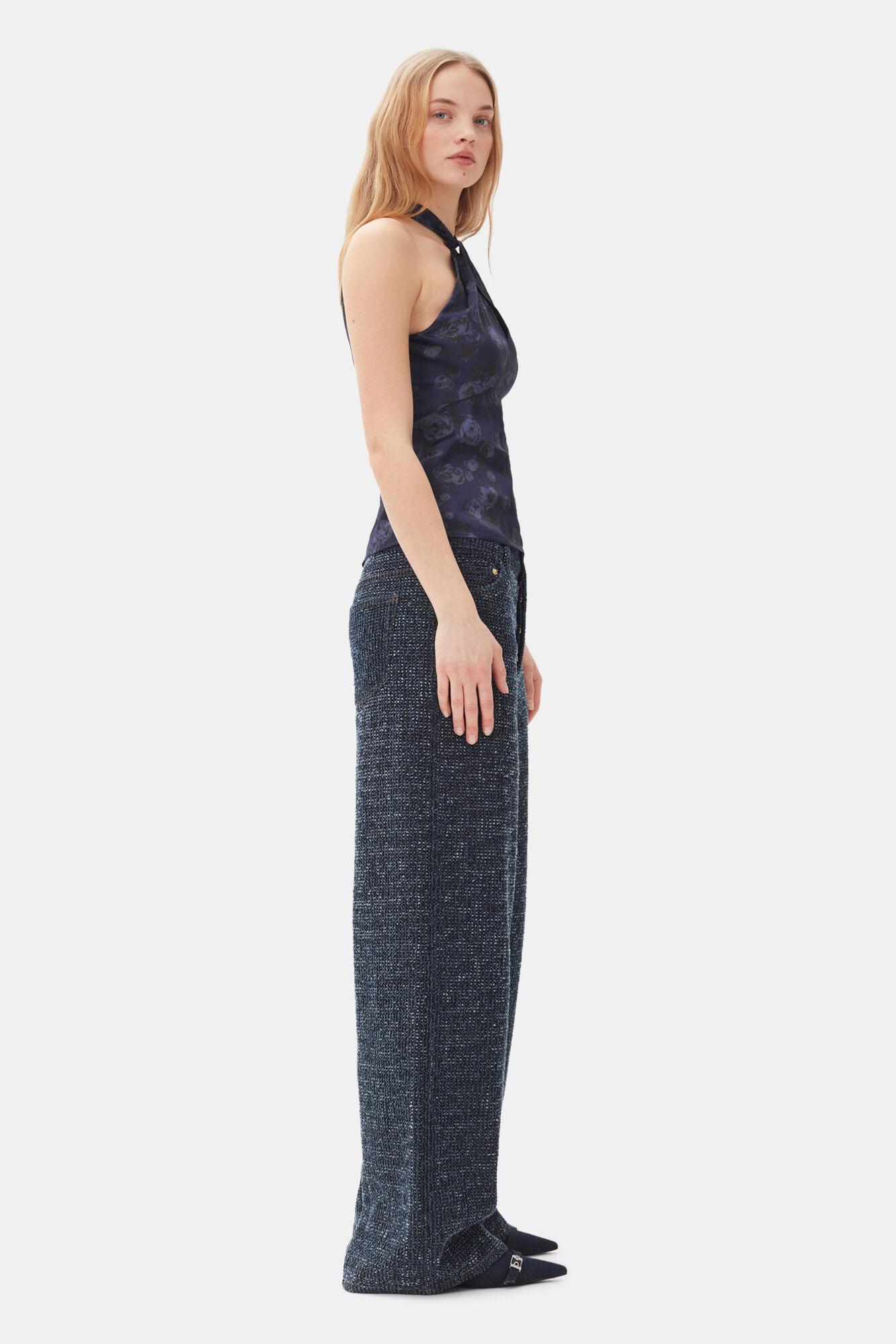 Dark Blue Floral Printed Top Product Image