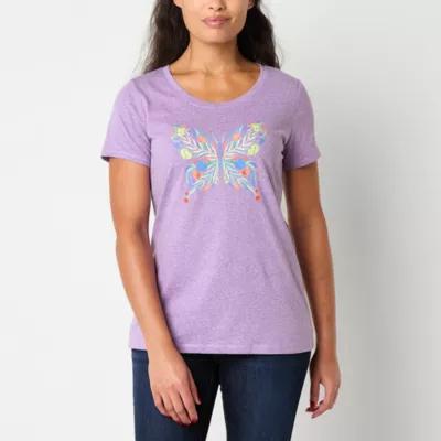 St. John's Bay Womens Crew Neck Short Sleeve Graphic T-Shirt Product Image