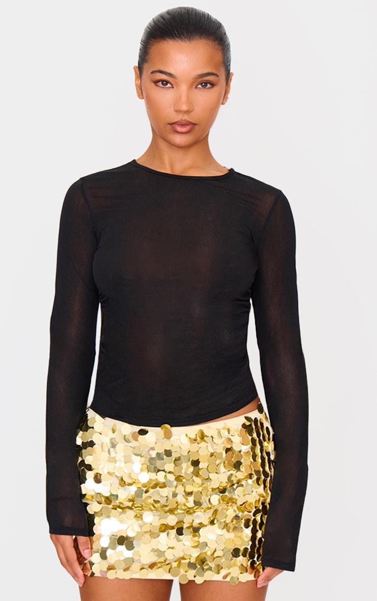 Gold Disc Sequin Mini Skirt Product Image
