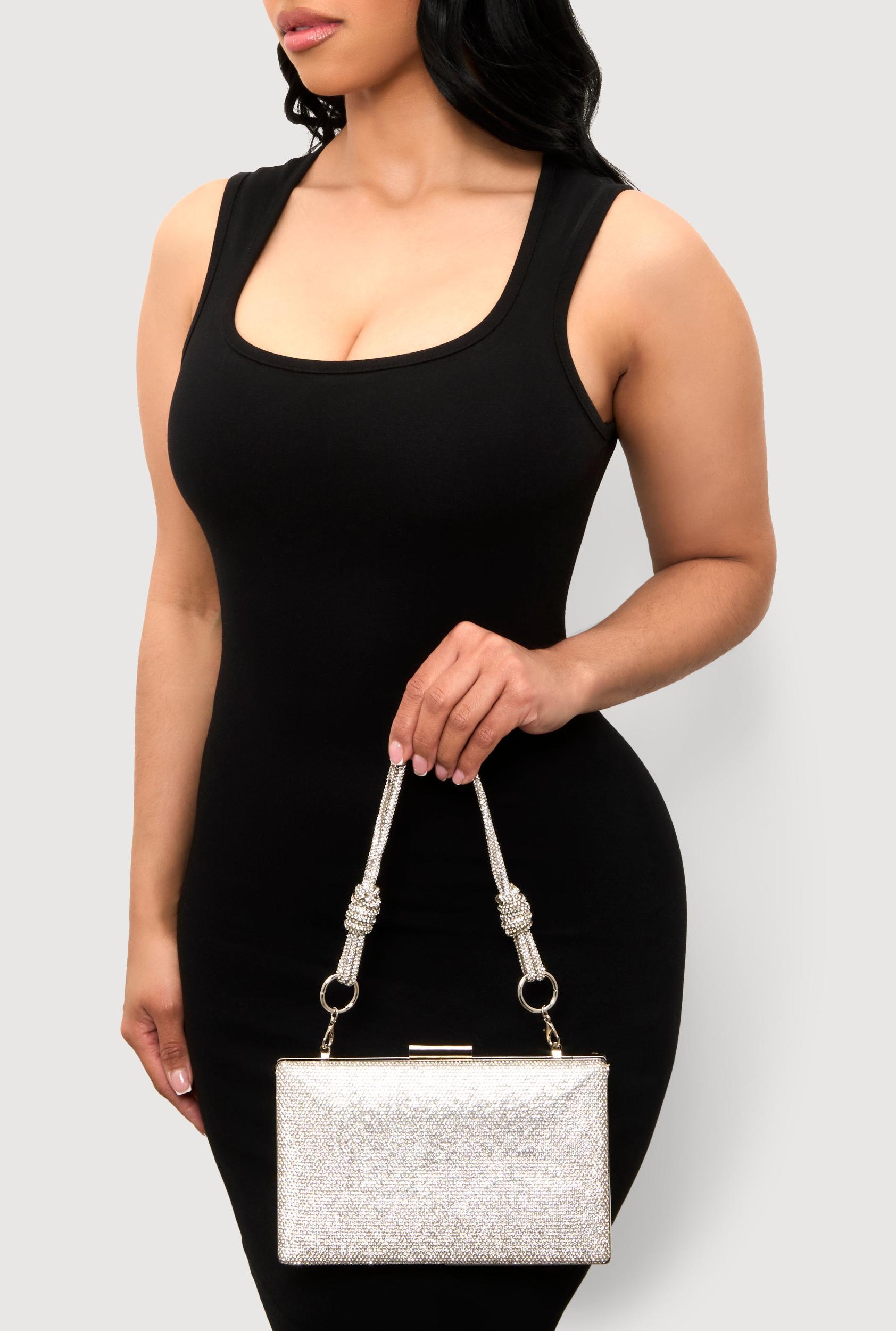 Rhinestone Studded Convertible Strap Crossbody Clutch Female Product Image