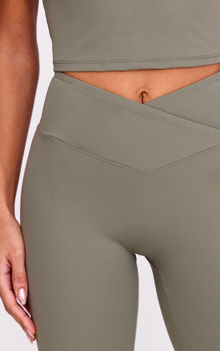 Olive Sculpt Wrap Waist Gym Leggings Product Image