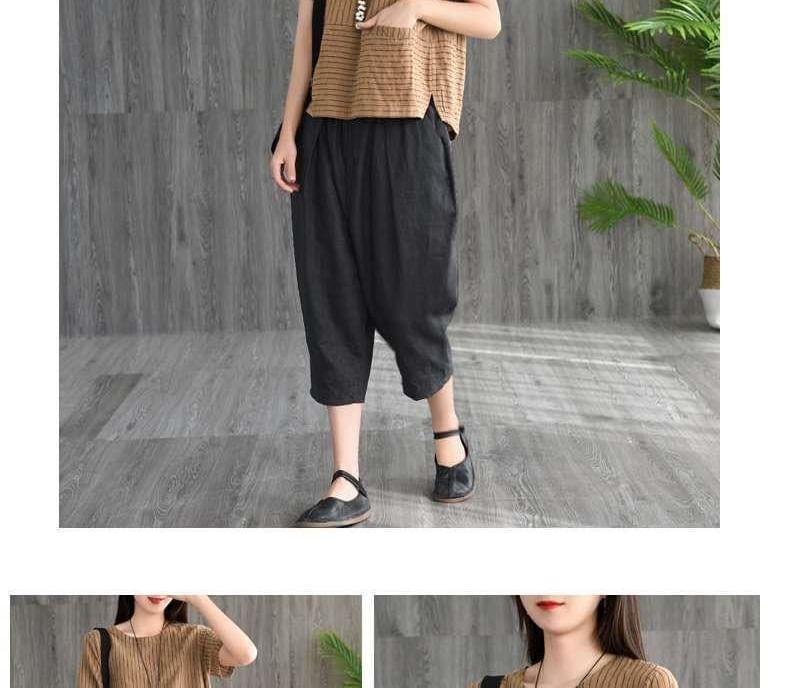 Short-Sleeve Crew Neck Striped T-Shirt Product Image
