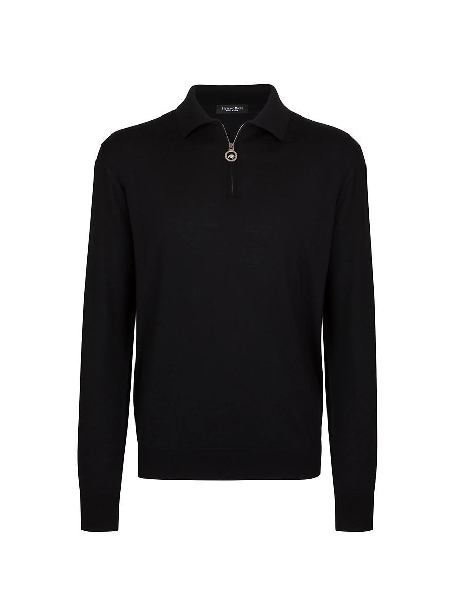 Mens Long Sleeve Zip Polo Shirt Product Image
