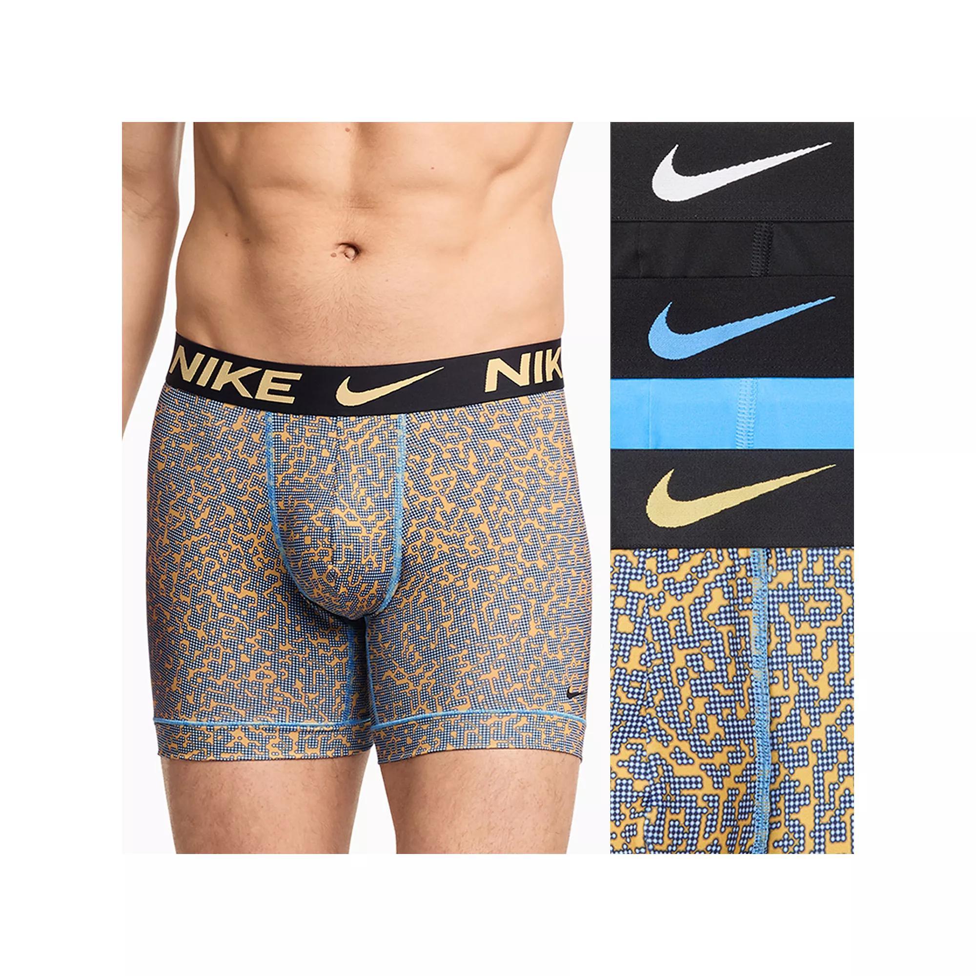 Men's Nike Dri-FIT Essential 3-pack Microfiber Boxer Briefs, Size: Medium, Blue Topaz Product Image